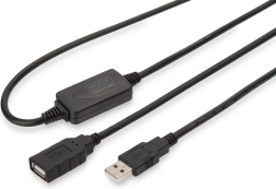 Aktív USB 2.0 hosszabbítókábel USB‑A (apa) – USB‑A (anya) 10 m, fekete