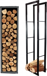 Acél kandallófa-tartó állvány 150 cm – modern, keskeny polc nagy kapacitással