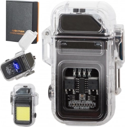 Plazmás öngyújtó LED zseblámpával, USB-ről tölthető, vízálló