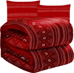téli piros szett – puha mikropolár takaró 160 × 200 cm + 2 db párnahuzat 40 × 40 cm