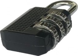 Kombinációs poggyász lakat, 3 számjegyű, fekete