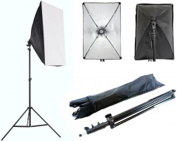 Hordozható fotószett softboxszal 60 × 40 cm és állvánnyal