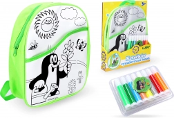 Színezhető hátizsák Kisvakond zöld alappal 30 cm + 8 filc