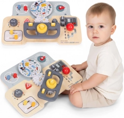 Fából készült szenzoros aktivitástábla autó 15 elemmel ECOTOYS