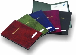 Fényes fekete aláírókönyv 14 elválasztólappal