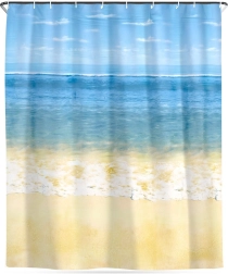 Vízálló zuhanyfüggöny kampókkal Tengerpart 180 × 180 cm