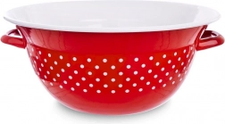 Zománcozott konyhai tál, piros fehér pöttyökkel, 26 cm, 2,5 l