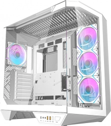Darkflash számítógépház RGB ventilátorokkal és GPU tartóval, fehér