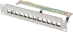 Patch panel 12 port 1U 10" FTP rendezővel keystone modulokhoz, szürke