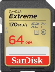 SanDisk Extreme SDXC 64 GB UHS‑I U3 V30 170/80 MB/s memóriakártya