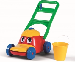 Vidám műanyag fűnyíró gyerekeknek