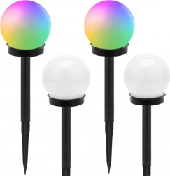 Napelemes kerti RGB gömb 4x, 10 cm