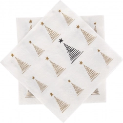 Papír szalvéták ünnepi fenyőmintával, 3 rétegű, 33 × 33 cm, 20 db