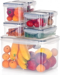 Légmentesen záródó élelmiszertároló dobozok készlete fedéllel és tömítéssel, 7 db