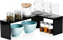 Sarok konyhai polc, fekete, 47 × 32 × 15,5 cm