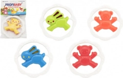 gyermek csörgő és rágóka – kör alakú, mackó vagy nyuszi