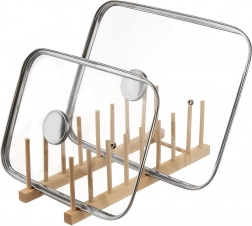 Fa fedő- és tányértartó állvány 35,5 × 13,5 × 11 cm