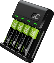 GREEN CELL VitalCharger töltő + 4× AA akkumulátor 2000 mAh Ni-MH