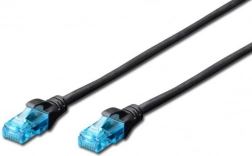 Patch kábel RJ45–RJ45 CAT5e U/UTP, 0,25 m, fekete