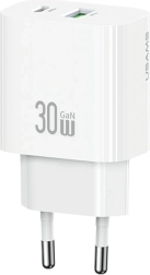 Hálózati töltő 30 W 1× USB‑C és 1× USB‑A csatlakozóval, gyorstöltéshez, fehér