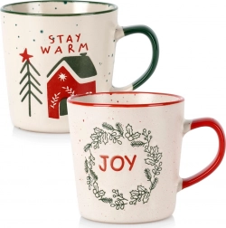 2 darabos, 350 ml-es karácsonyi kerámia bögreszett