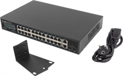 Switch LANBERG 24-portos Gigabites PoE+ 2xGB és 2xSFP rack 19'' számára