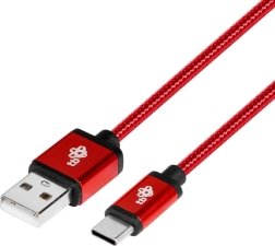 Töltő- és adatkábel USB‑C 1,5 m – rubinvörös, fonott