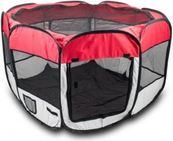 Összecsukható textil kennel kutyáknak és kisállatoknak, piros