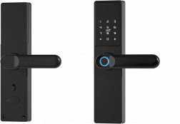 Okos kilincs Tuya, elektronikus zár ujjlenyomattal, kóddal, Wi-Fi-vel, RFID - fekete