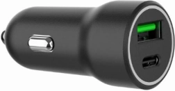 Fekete autós töltő USB-A/USB-C 20W PD