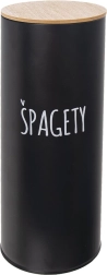 Spagetti tárolódoboz bádogból bambusz fedéllel, fekete, átmérő 11 cm (CZ/SK)