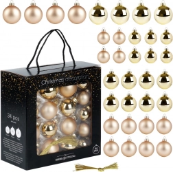 Arany színű üveg karácsonyi gömbök 34 db (4/5/6 cm)