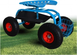 Kerti guruló ülőke forgatható és magasságban állítható üléssel