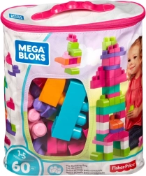 Mega bloks nagy táska 60 nagy kockával, rózsaszín