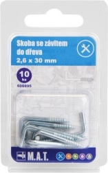Menetes facsavar kampó 30 × 2,6 mm, horganyzott, 10 db