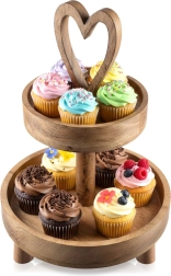 Kétszintes mangófából készült tálaló állvány MANGO 42 cm