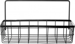 Függesztett konyhai polc relingre, fekete fém RADKA 30 × 10,5 × 17 cm