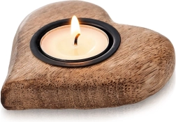 Mangófából készült mécsestartó tealight gyertyához, 10 × 10 cm