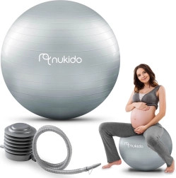 65 cm-es NUKIDO terhességi és fitneszlabda pumpával, szürke