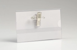 Névjegykártya klipszel és kitűzővel