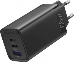 Vention GaN hálózati töltő 65 W 2× USB‑C és 1× USB‑A (fekete)