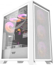 Darkflash DRX70 Mesh számítógépház, fehér, edzett üveg, 4× RGB ventilátor