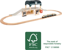 small foot kétszintes állomásos fa vonatpálya