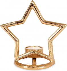 Csillag alakú mécsestartó, arany alumínium 15,5 cm