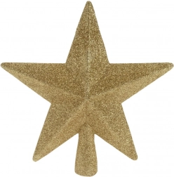 Arany, törhetetlen csillag karácsonyfa csúcsdíszhez, 19 cm
