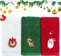 Karácsonyi pamut kéztörlőkészlet Mikulás- és rénszarvasmintával, 32 × 45 cm – 1 db