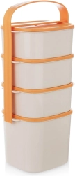 Műanyag ételhordó 4 szintes, 2 l + 3× 1,15 l