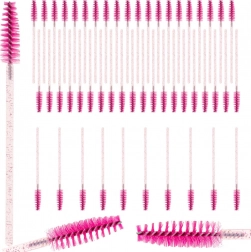 Spirálos szempilla- és szemöldökkefe készlet – 50 db, rózsaszín