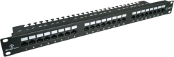 Patch panel UTP kat. 6, 24 portos, LSA-val, integrált polccal, 1U