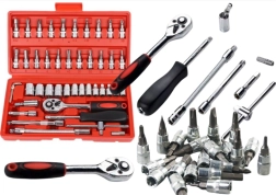 1/4" dugókulcskészlet - 46 darab bőröndben